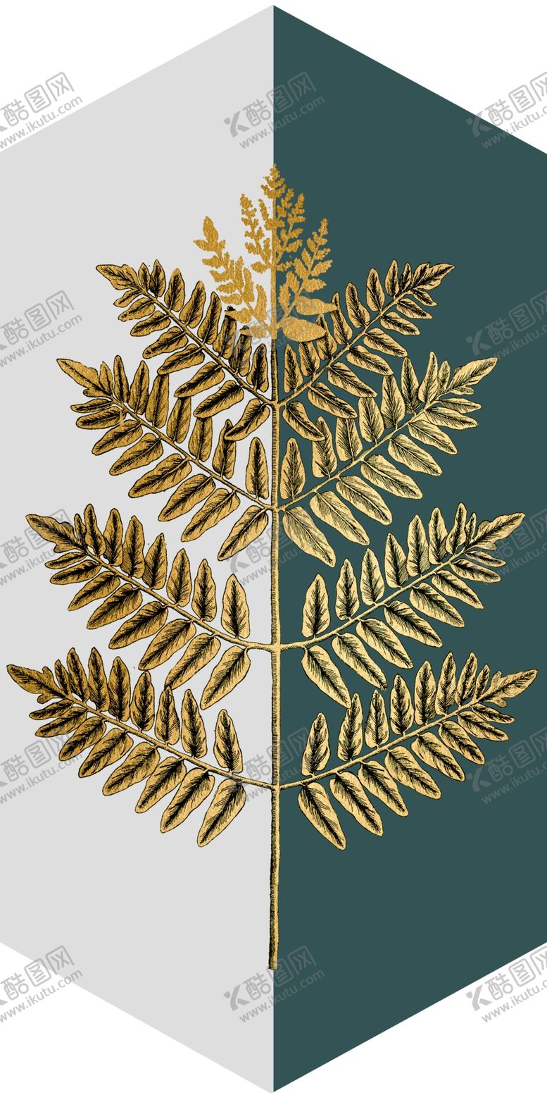 编号：16518103141731343755【酷图网】源文件下载-金色植物清新几何装饰画