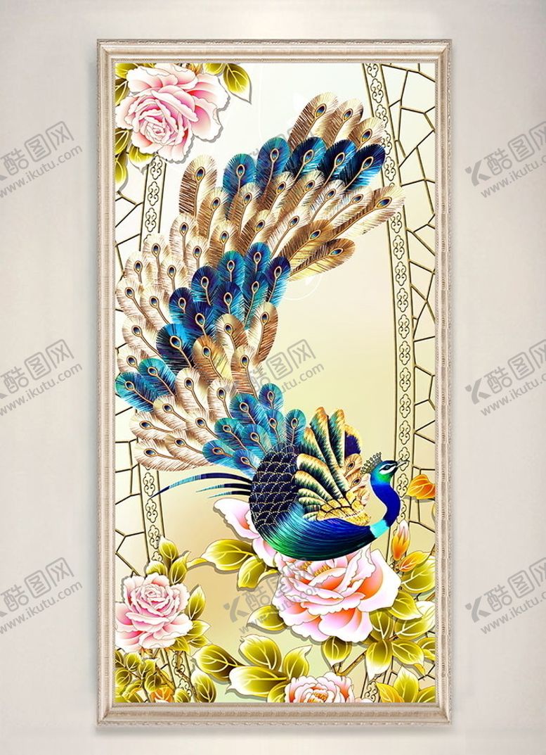 编号：77229409241217151382【酷图网】源文件下载-孔雀玄关装饰画