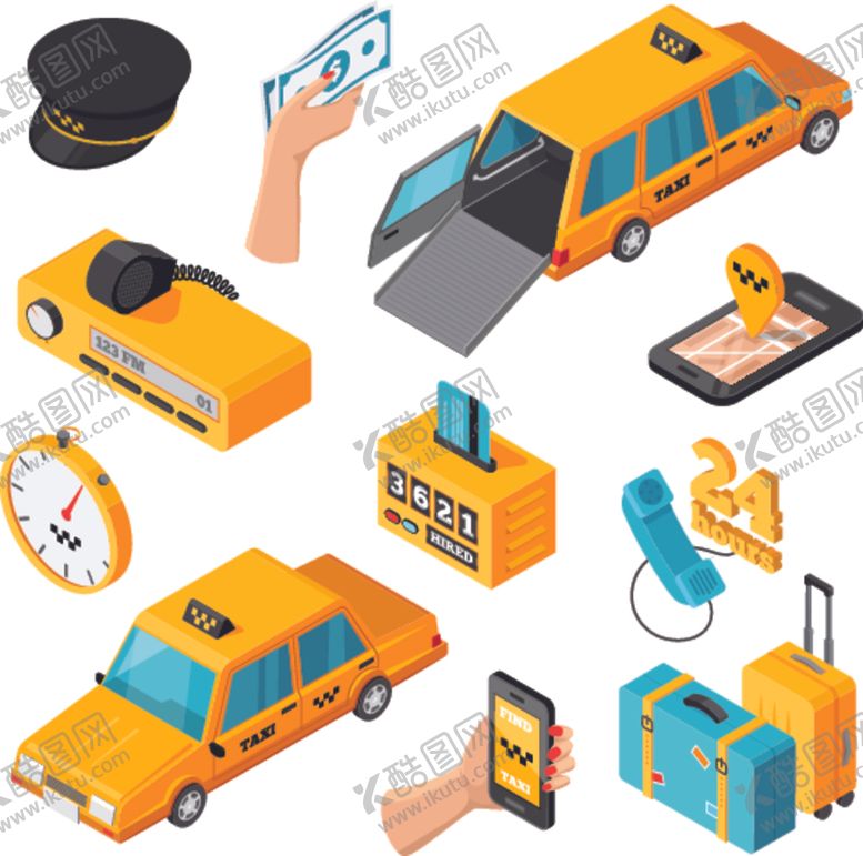 编号：63781010212251537659【酷图网】源文件下载-出租车主题插画