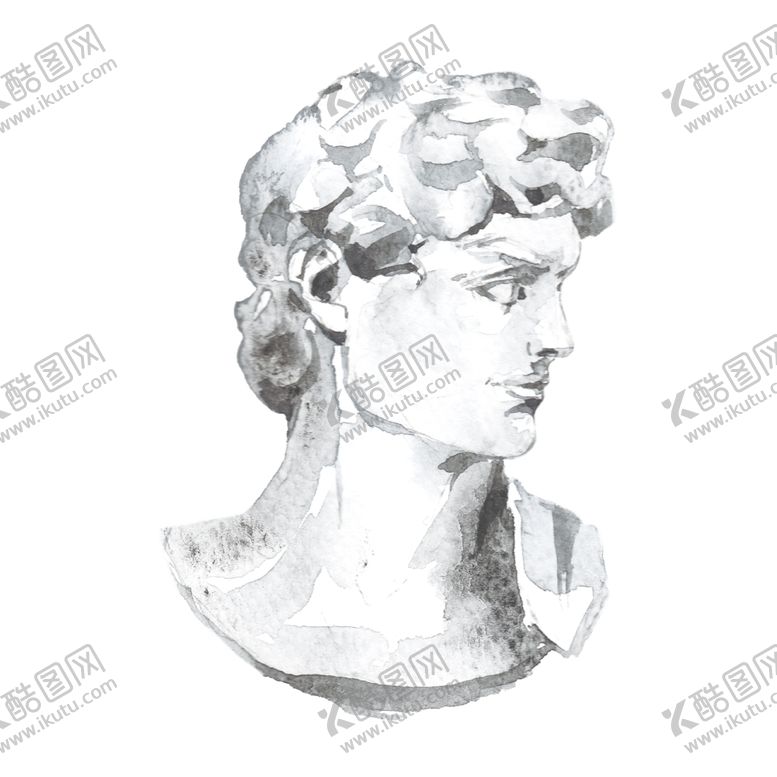 编号：31814009221938057758【酷图网】源文件下载-水彩绘画雕像图案