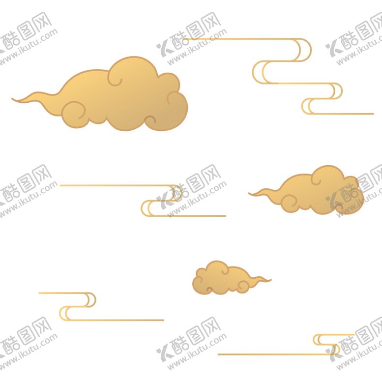编号：75412504300134017664【酷图网】源文件下载-中国风金色祥云PNG免扣素材