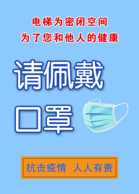 请佩戴口罩温馨提示海报