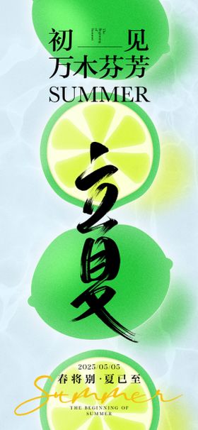 立夏节气青柠水果创意海报