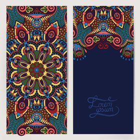 民族风花纹装饰卡片设计