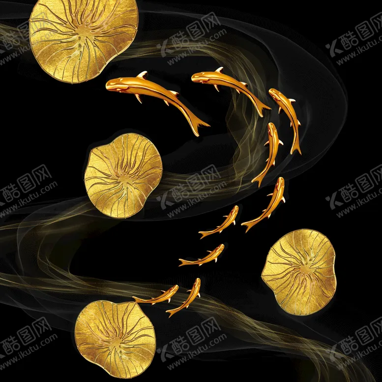 编号：73905109201021350492【酷图网】源文件下载-荷花九鱼图
