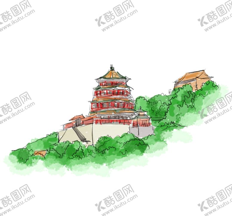 编号：70678805180829014090【酷图网】源文件下载-颐和园手绘插画