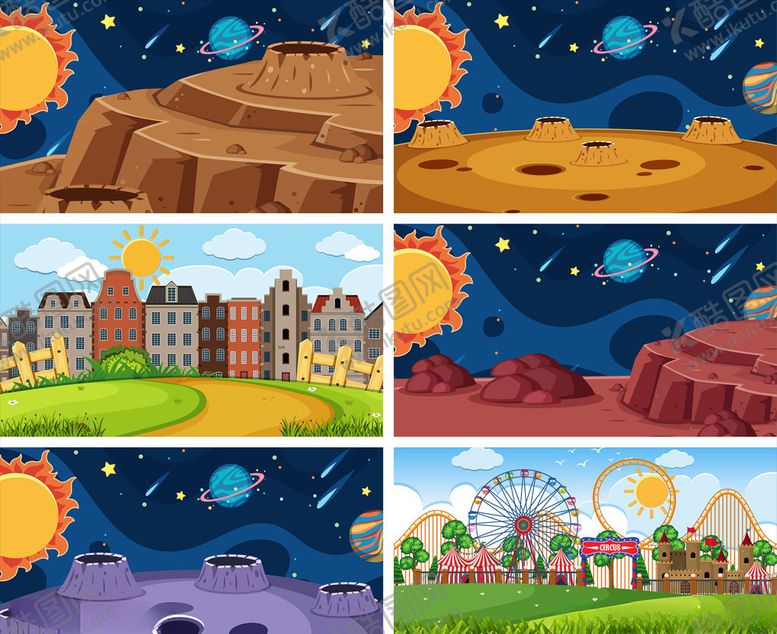 编号：50187810070227526426【酷图网】源文件下载-卡通风景画