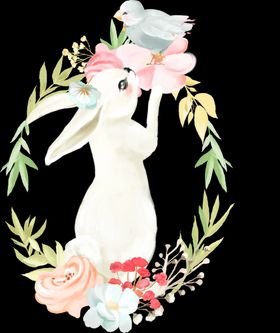 手绘小狐狸和花环