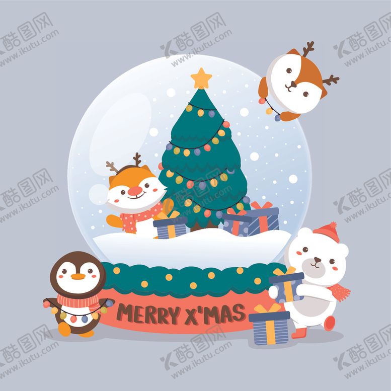 编号：75522111251839301070【酷图网】源文件下载-圣诞萌宠雪景贺图