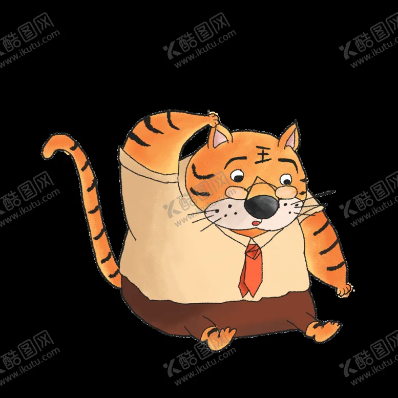 编号：91387610100644462684【酷图网】源文件下载-手绘卡通戴眼镜老虎插画