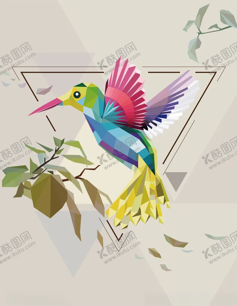 编号：54597407061812118721【酷图网】源文件下载-几何创意鸟矢量插画素材