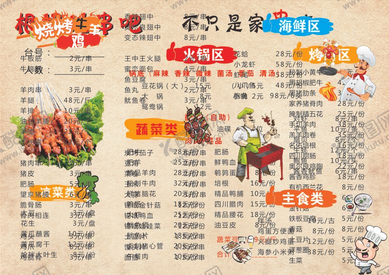 编号：63503110140938002794【酷图网】源文件下载-烧烤菜单