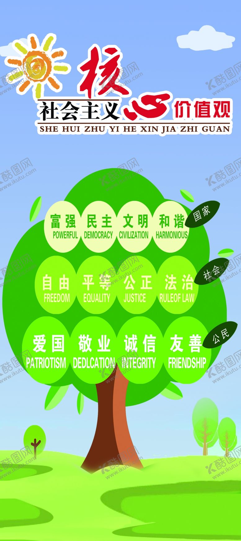 编号：21590101260810094257【酷图网】源文件下载-价值观展架