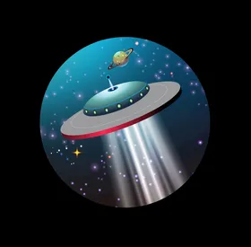 飞碟创意设计宇宙船舞台展板