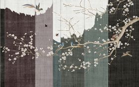 水墨画梅花背景墙