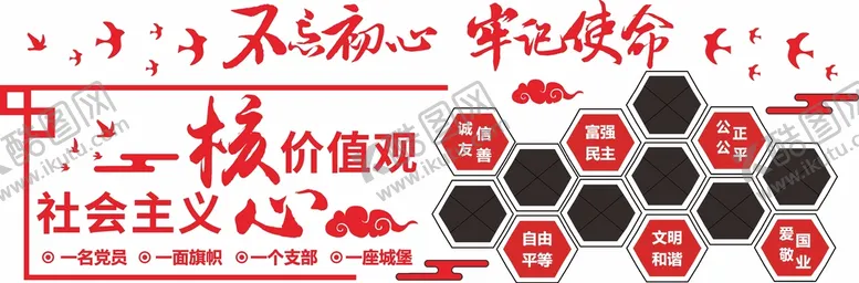 编号：81734910110627435307【酷图网】源文件下载-党建核心价值观文化墙