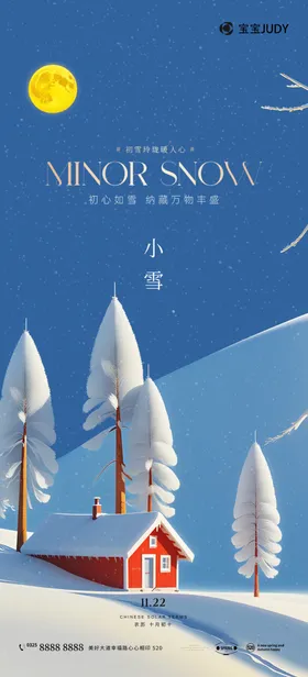小雪海报二十四节气冬天花