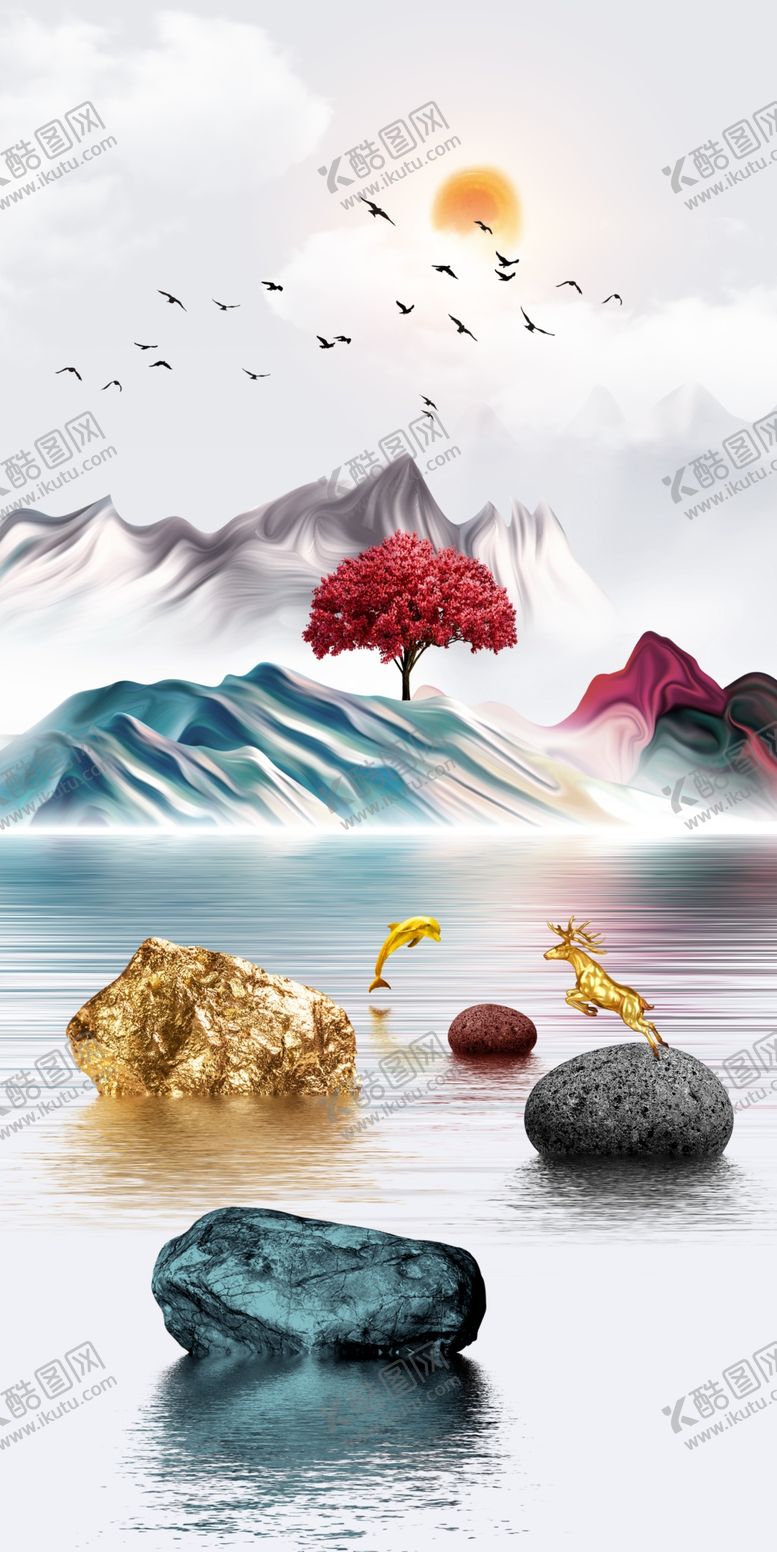 编号：90000805061126598171【酷图网】源文件下载-石来运转玄关画