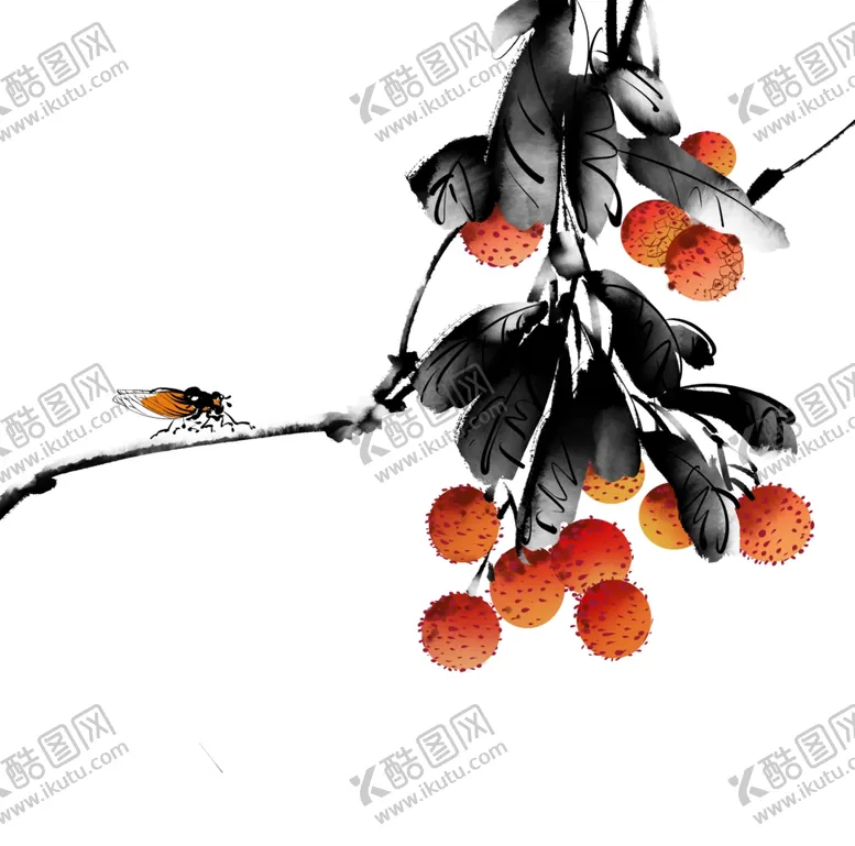 编号：70008107062111263801【酷图网】源文件下载-荔枝水墨水彩古风背景素材