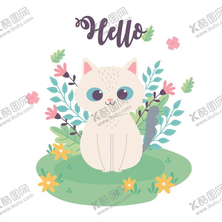 编号：57820504171020221707【酷图网】源文件下载-手绘淡彩猫