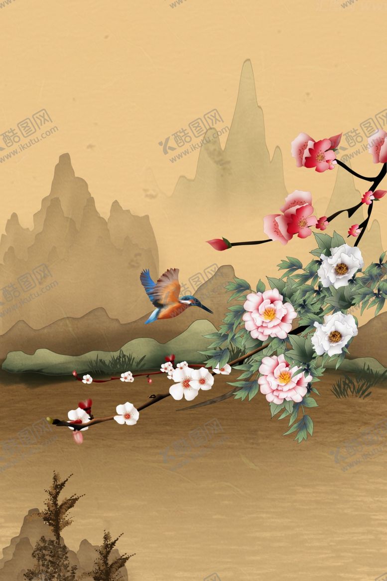 编号：44984907081843512256【酷图网】源文件下载-古典手绘花鸟插画