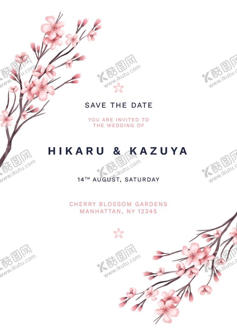 编号：59677610210008493068【酷图网】源文件下载-请柬婚礼樱花图片