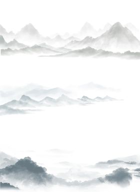 水墨山