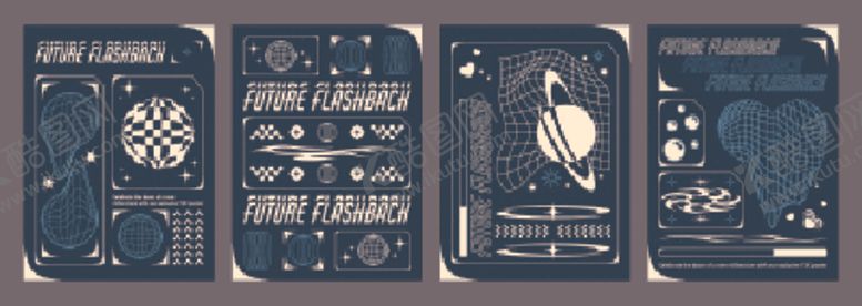 编号：35180903312230304228【酷图网】源文件下载-复古风蓝色系卡片设计模板