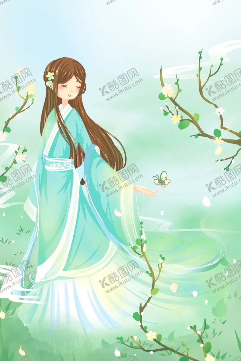 编号：42475107020128164063【酷图网】源文件下载-清新女孩手绘插画