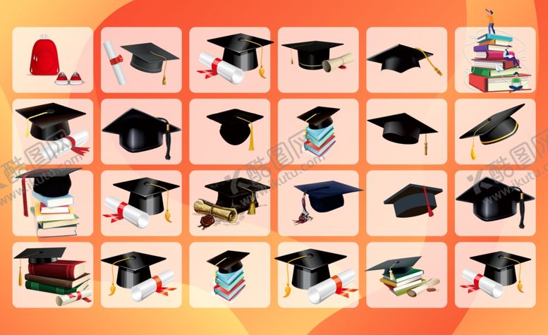 编号：78405110310259455534【酷图网】源文件下载-多样学士帽图案设计素材