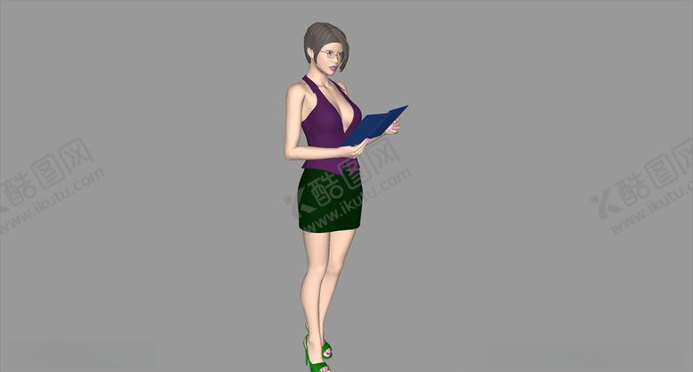 编号：32527605030246221091【酷图网】源文件下载-3D人物现代站姿女士su模型