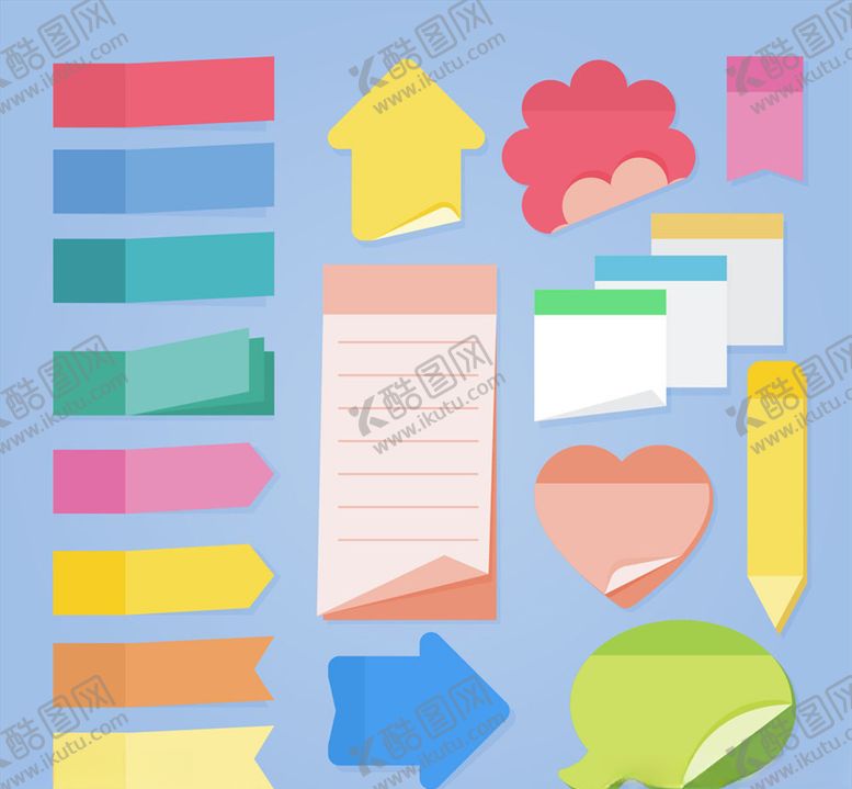 编号：95971510282130394458【酷图网】源文件下载-彩色便条贴纸矢量图