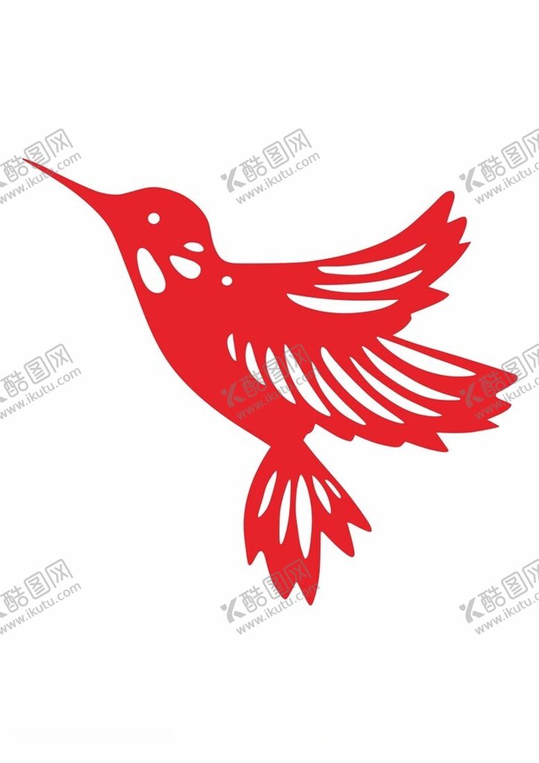 编号：86342904081621289145【酷图网】源文件下载-红色剪纸风飞翔的蜂鸟