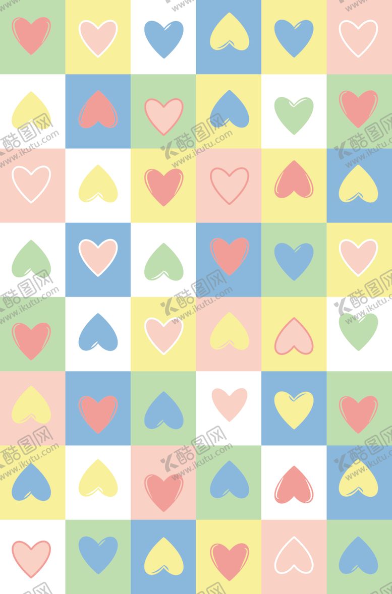 编号：24997204081143162782【酷图网】源文件下载-多彩心形图案背景