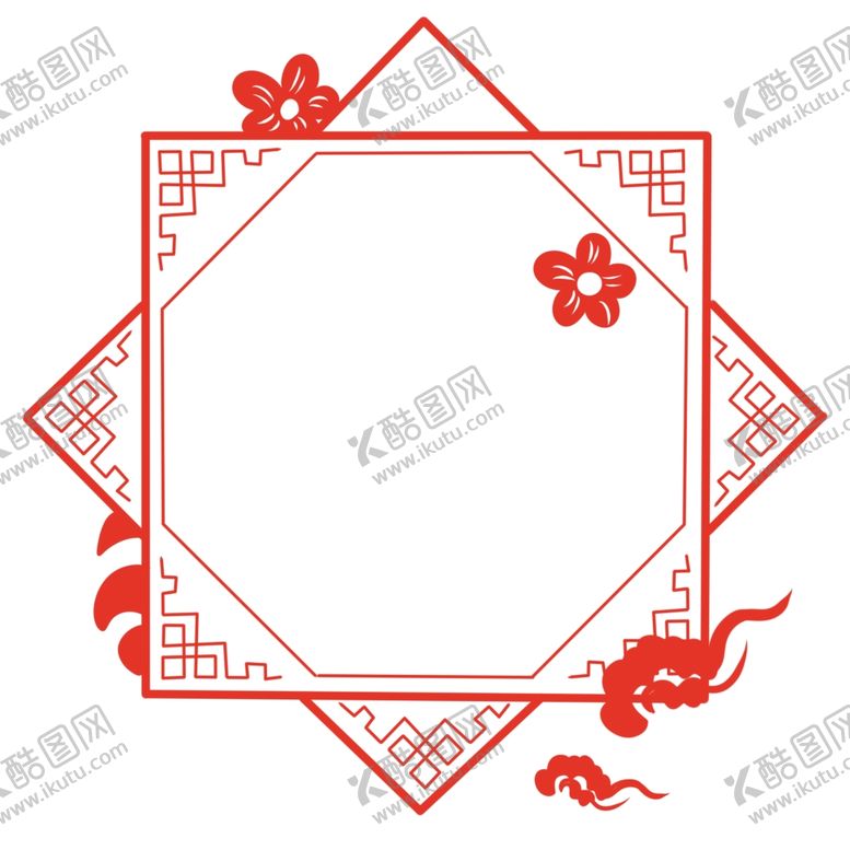 编号：80499402141445297653【酷图网】源文件下载-红色花朵祥云贴花边框