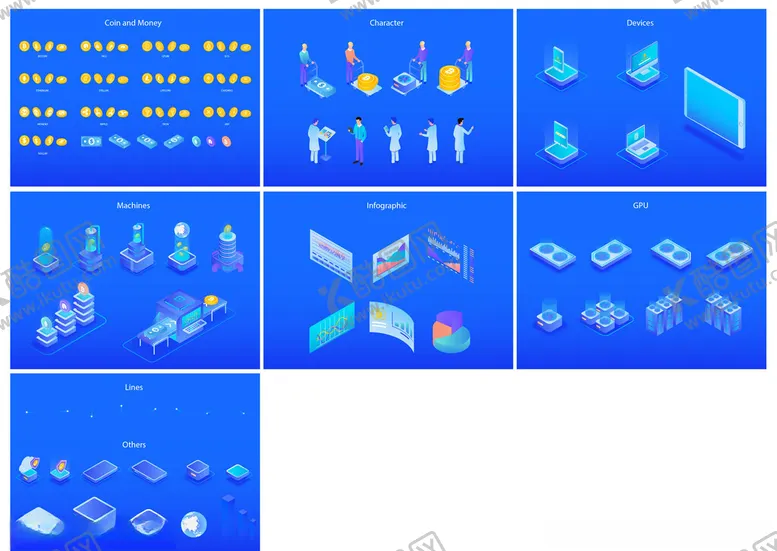 编号：65735304212028509138【酷图网】源文件下载-蓝色科技风图标元素集合