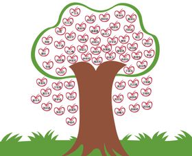 名字树照片树苹果创意卡通漫画