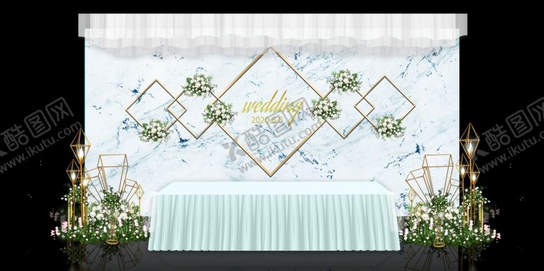 编号：73992509131415016301【酷图网】源文件下载-白色大理石婚礼舞台设计效果图