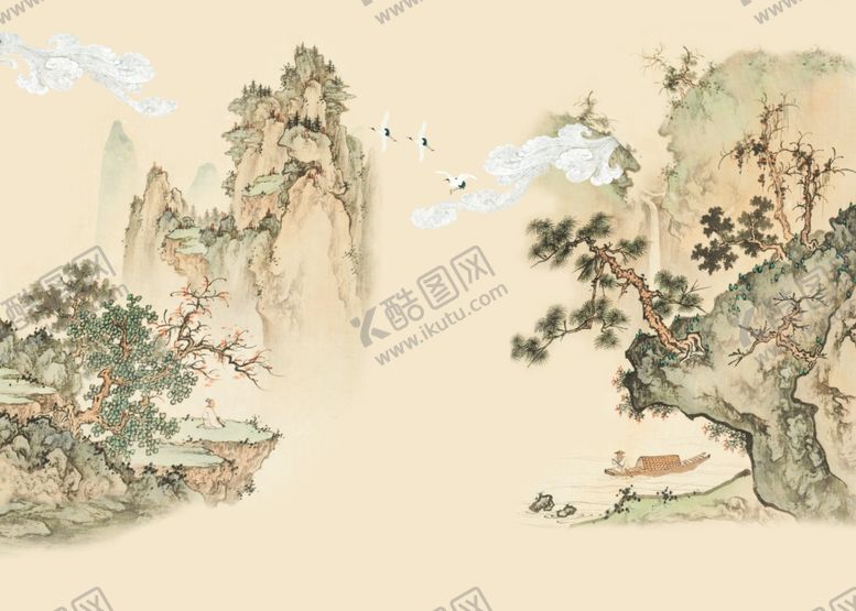 编号：47045509191741371165【酷图网】源文件下载-工笔花鸟背景墙装饰画