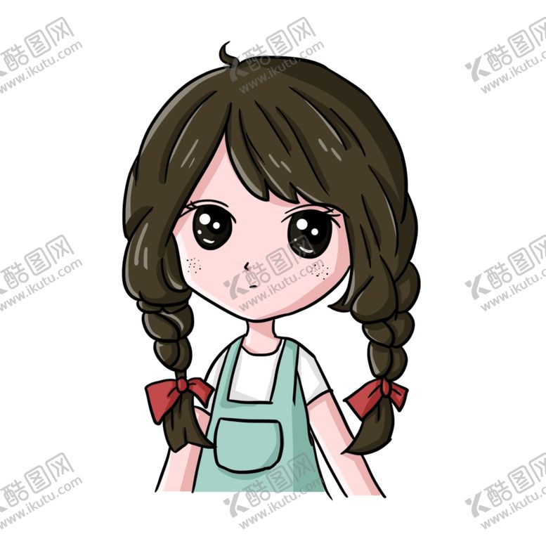 编号：66609009130347091026【酷图网】源文件下载-Q版可爱女生长雀斑扎辫子头像