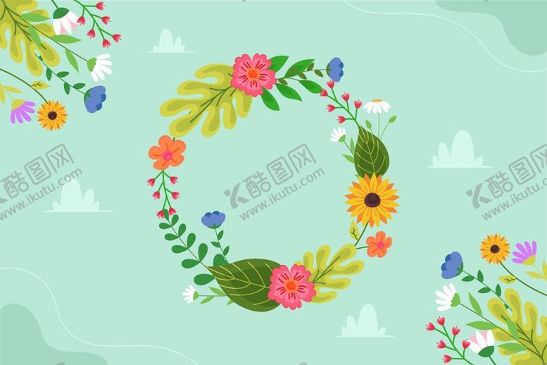编号：79823012040345473728【酷图网】源文件下载-卡通手绘春天花朵背景