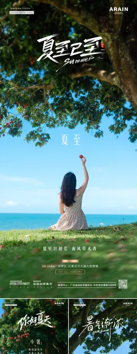 地产夏至小暑夏天荔枝风景海报