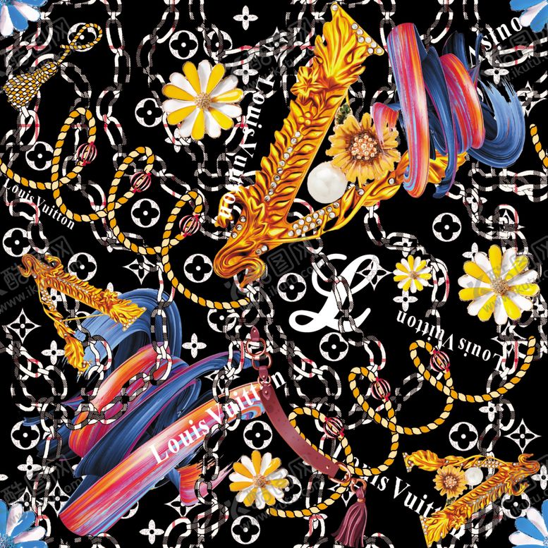 编号：49322010050015503388【酷图网】源文件下载-链条豹纹设计大牌图案