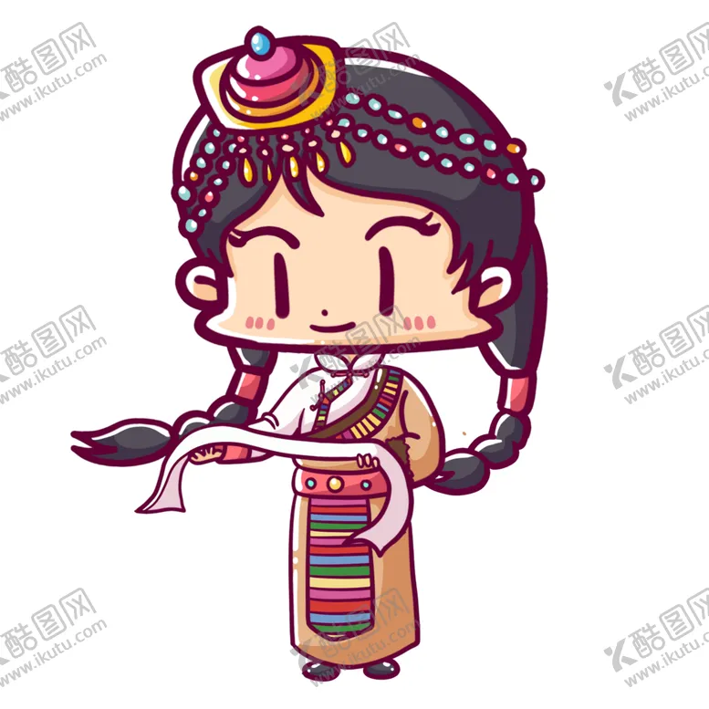 编号：39053807020259438248【酷图网】源文件下载-卡通藏族少女图片