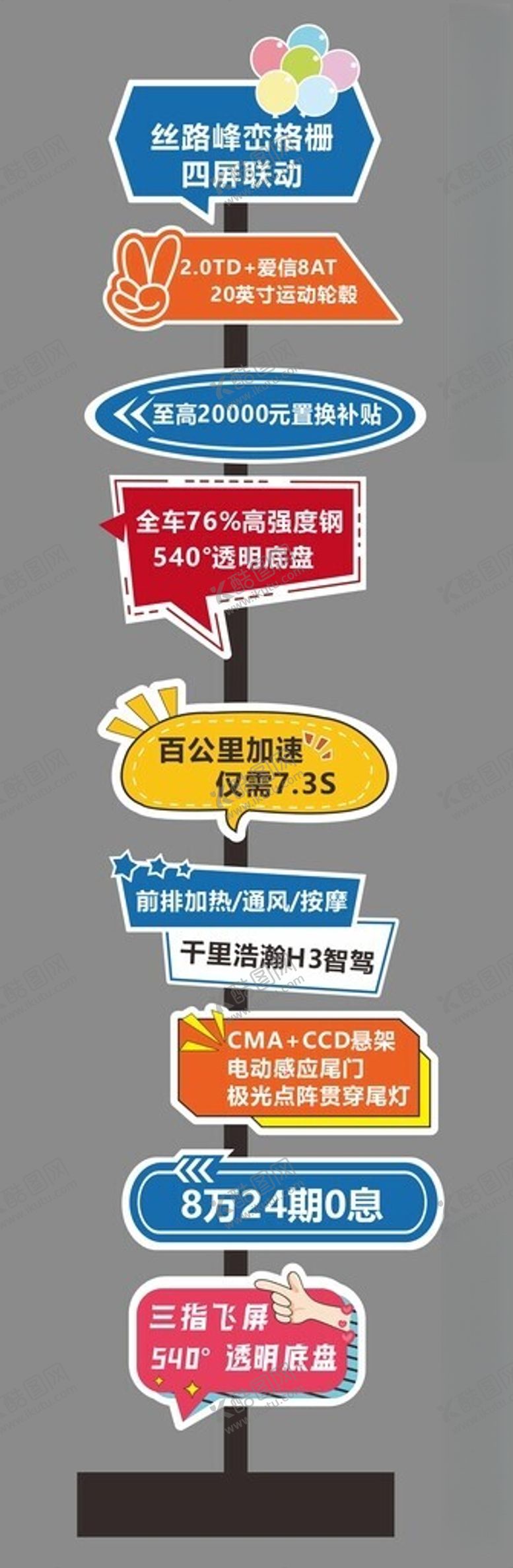 编号：76917504061158398223【酷图网】源文件下载-汽车卖点立牌树