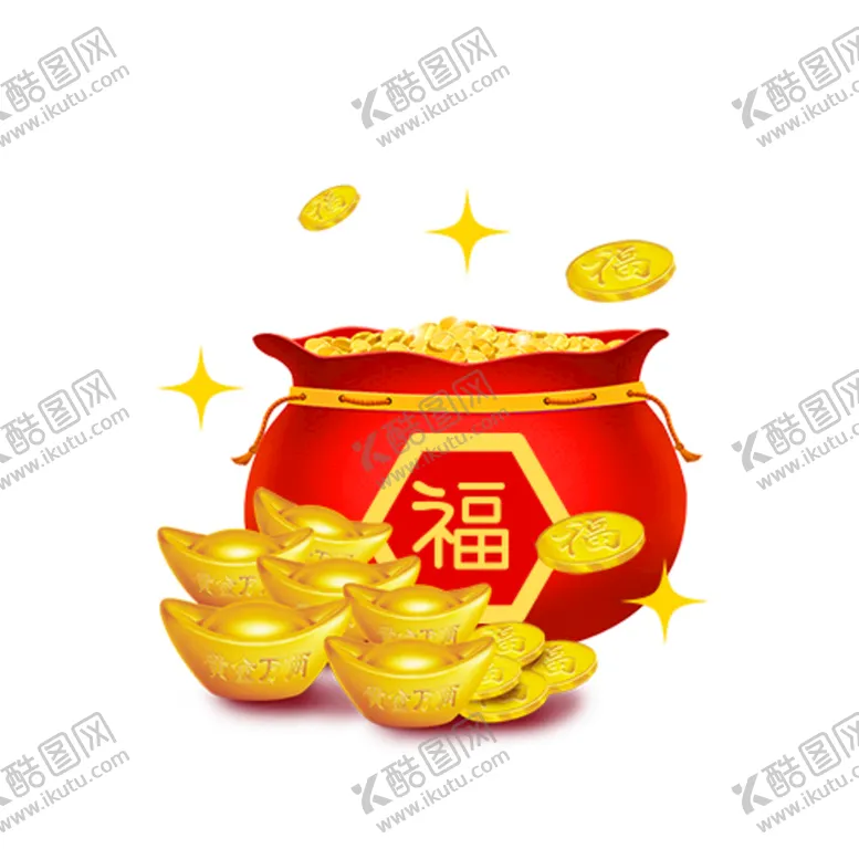 编号：30767410160751342975【酷图网】源文件下载- 红色卡通装满金币的钱袋插画