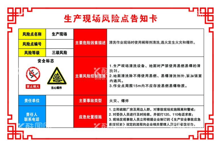 编号：59672410021114247215【酷图网】源文件下载-生产现场风险点告知卡