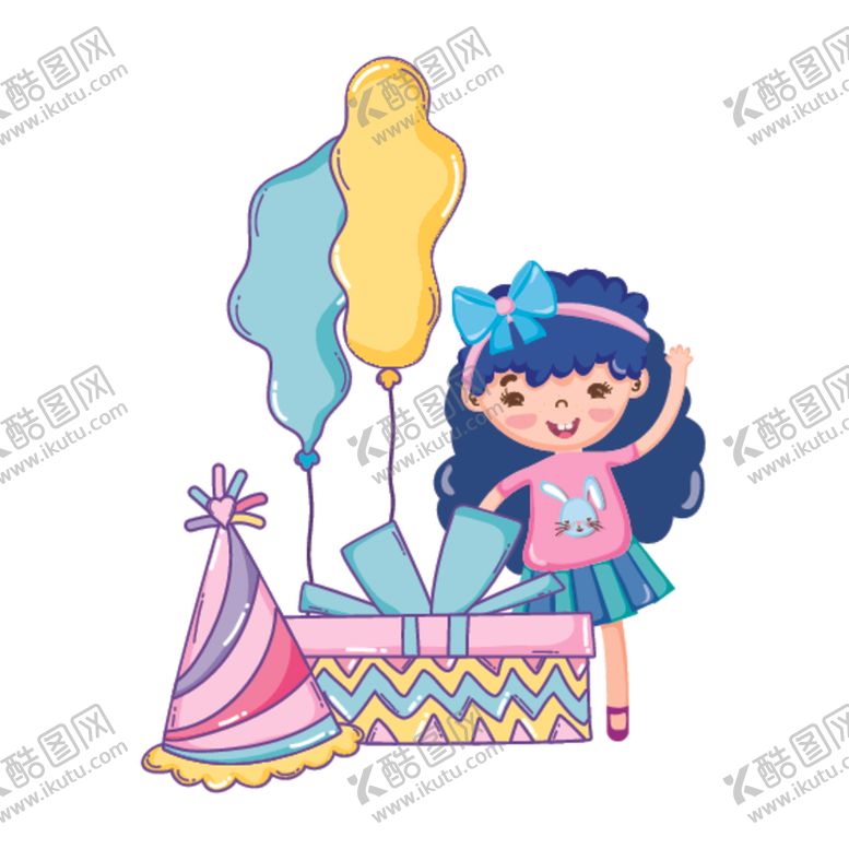 编号：16968504242019369840【酷图网】源文件下载-卡通生日女孩