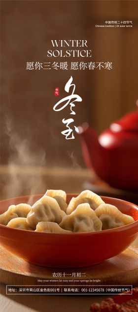 中国风传统二十四节气冬至海报