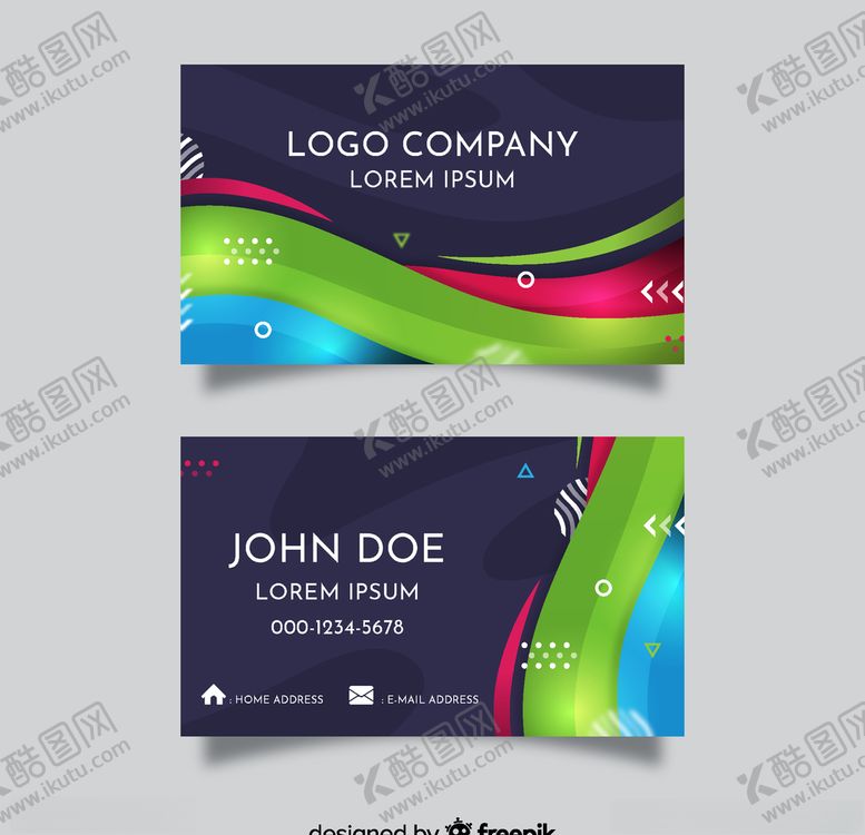 编号：94981710311456402894【酷图网】源文件下载-彩色名片正反面设计